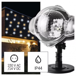 Emos LED dekoratívny projektor – hviezdičky, vonkajší aj vnútorný, teplá/studená biela