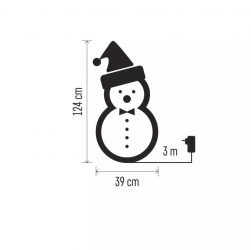 Emos LED vianočný snehuliak ratanový 124cm, vnútorný, studená biela, časovač