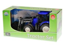 MIKRO -  Kids Globe traktor modrý s predným nakladačom voľný chod 27cm