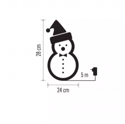 Emos LED vianočný snehuliak 28cm, vonkajší, studená biela, časovač