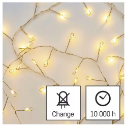 Emos LED vianočná nano reťaz – ježko 2.4m, 3x AA, vnútorná, teplá biela, časovač