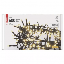 Emos LED vianočná reťaz – cluster/ježko 12m, teplá biela, časovač