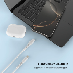 FIXED Liquid silicone kábel USB-C to Lightning PD 1.2m biely