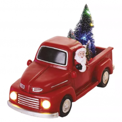 Emos LED dekorácia – Santa v aute s vianoč. stromčekmi 10cm, 3x AA, vnútorná, multicolor