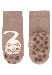STERNTALER Ponožky protišmykové na lozenie Myška a srdiečka ABS 2ks hnedá melanž dievča v.18 6-12m