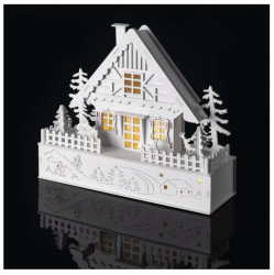 Emos LED vianočný domček 28cm, 2× AAA, teplá biela, časovač