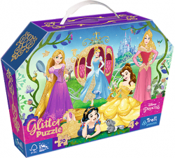 Trefl Trefl Puzzle 70 glitter v kufríku - Princezné Disney