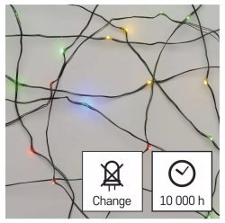 Emos LED vianočná nano reťaz zelená 4m, vonkajšia aj vnútorná, multicolor, časovač