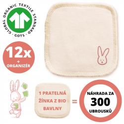 BABYBIO Sada hygienické žinky z BIO bavlny (12), pracie sieťka a organizér