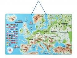WOODY Hra spoločenská Mapa Európy, magnetická 3v1, CZ
