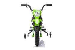 BENEO MOTOCROSS, Zelená, 12V batéria, EVA mäkké kolesá, Koženkové sedadlo, 2 x 25W Motor, Odpruženie