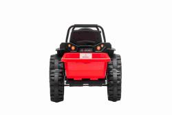 BENEO Elektrický Traktor POWER s vlečkou, červený, Pohon zadných kolies, 12V batéria, Plastové koles
