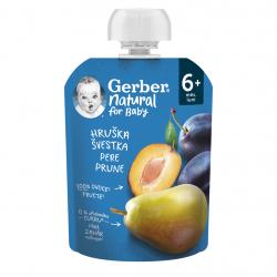 6x GERBER Natural kapsička hruška a slivka 90 g