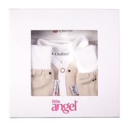 LITTLE ANGEL Sada novorodenecká BIO Outlast® 62 béžová hviezdičky/biela
