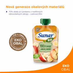 SUNAR BIO ovocná kapsička jablko, banán 4m+, 100 g