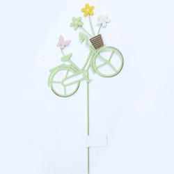 Zápich bicykel kov zelený 18x55cm