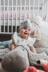 ENIE BABY Čiapka detská turban Grey Leaves Uni 12-16m