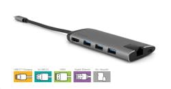 Verbatim Multiportový HUB USB-C, 3x USB 3.0, 1x USB-C, HDMI, LAN, SD, microSD