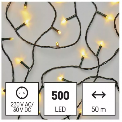 Emos LED vianočná reťaz 50m teplá biela, časovač