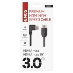 Emos 4K HDMI 2.0 high speed kábel ethernet 90° 3m