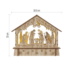 Emos LED vianočný betlehem drevený, 15cm, 2xAA, vnútorný, teplá biela, časovač
