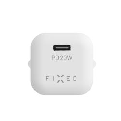 FIXED Mini sieťová nabíjačka s USB-C výstupom a podporou PD, 20W biela
