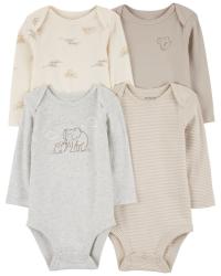 CARTER'S Body dlhý rukáv Gray Elephant neutrál 4ks 18m/ veľ. 86