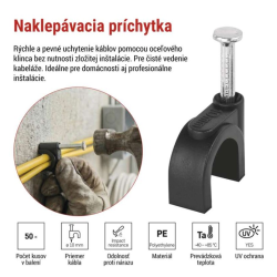 Emos Káblové príchytky 10mm čierne 50ks