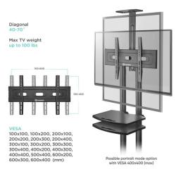 Onkron TS1552 výškovo nastaviteľný mobilný stojan pre TV 40"-70" s policami, čierny, VESA 600x400  + doručenie zadarmo 