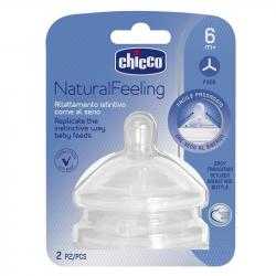 CHICCO Cumlík na fľašu Natural Feeling silikón na kašu 6m+ 2 ks