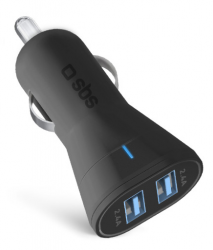 SBS Autoadaptér Mini 2x USB, 2400 mA, 12/24V, čierna