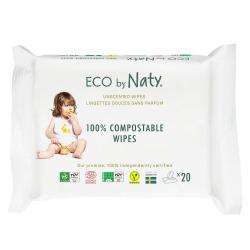 ECO BY NATY Obrúsky vlhčené cestovné neparfumované Sensitive Eco 20 ks