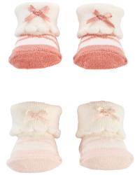 CARTER'S Ponožky Pink Mary Jane dievča LBB 2 ks, NB/ veľ. 56