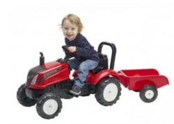FALK Šliapací traktor Land master červený s vlečkou