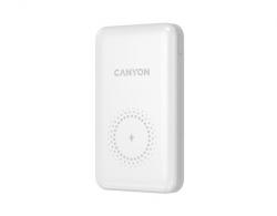 Canyon PB-1001 Li-pol 10000mAh biely USB-C + Lightning - bezdrôtové nabíjanie