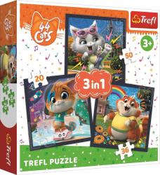 Trefl Trefl Puzzle 3v1 - Zoznámte sa s milými mačkami / Rainbow 44 cats