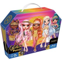 Trefl Trefl Puzzle 70 glitter v kufríku - Trblietavé bábiky / Rainbow high