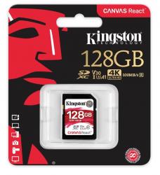 Kingston Canvas React SDXC 128GB Class 10 UHS-I U3 V30 A1 (r100MB,w80MB)