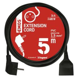 Emos 1 zásuvka 5m čierny 16A 1.5mm2