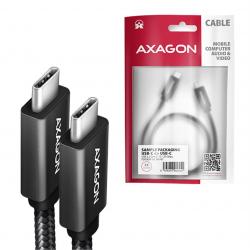 AXAGON kábel USB-C to USB-C PD 100W 5A, 4K, 1m čierny pletený