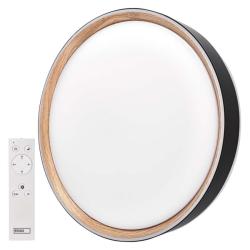 Emos ILVI, kruhové 30 W, stmievanie + CCT, čierna + drevo