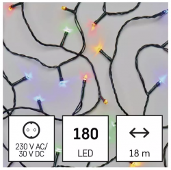 Emos LED vianočná reťaz 18m multicolor, programy