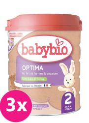 3x BABYBIO OPTIMA 2 dojčenské bio mlieko 800 g
