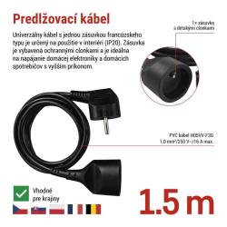 Emos 1 zásuvka 1.5m čierny 16A
