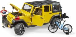 Bruder Bruder 02543 JEEP Wrangler Rubicon, horský bicykel a cyklista