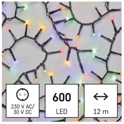 Emos LED vianočná reťaz – ježko 12m, vonkajšia aj vnútorná, multicolor, časovač