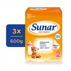 3x SUNAR Complex 2 Mlieko pokračovacie 600 g