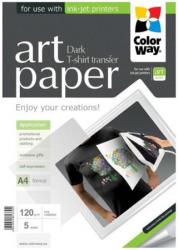 ColorWay Nažehľovací papier na tmavý textil A4 120g/m2 5ks