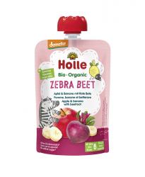 3x HOLLE Zebra Beet Bio ovocné pyré jablko, banán a červená repa, 100 g (6 m+)