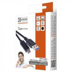 Emos Kábel USB-C 3.0 1m čierny, Quick charge